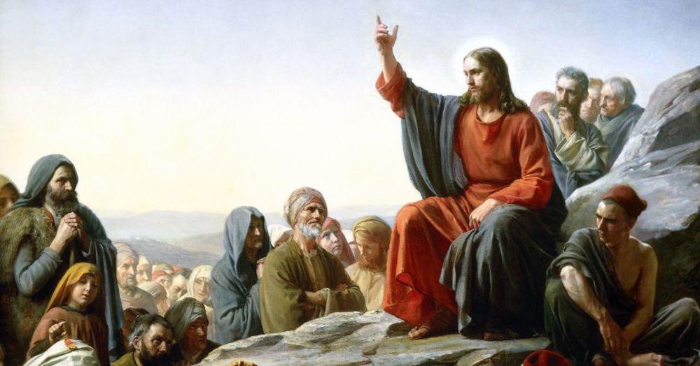 proclamation of the kingdom: "Sermon on the Mount" by Carl Bloch (1877), public domain, cropped.